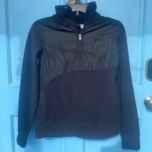 Reebok Women's Black Fleece Jacket Half Zip Neck Drawstring Pockets